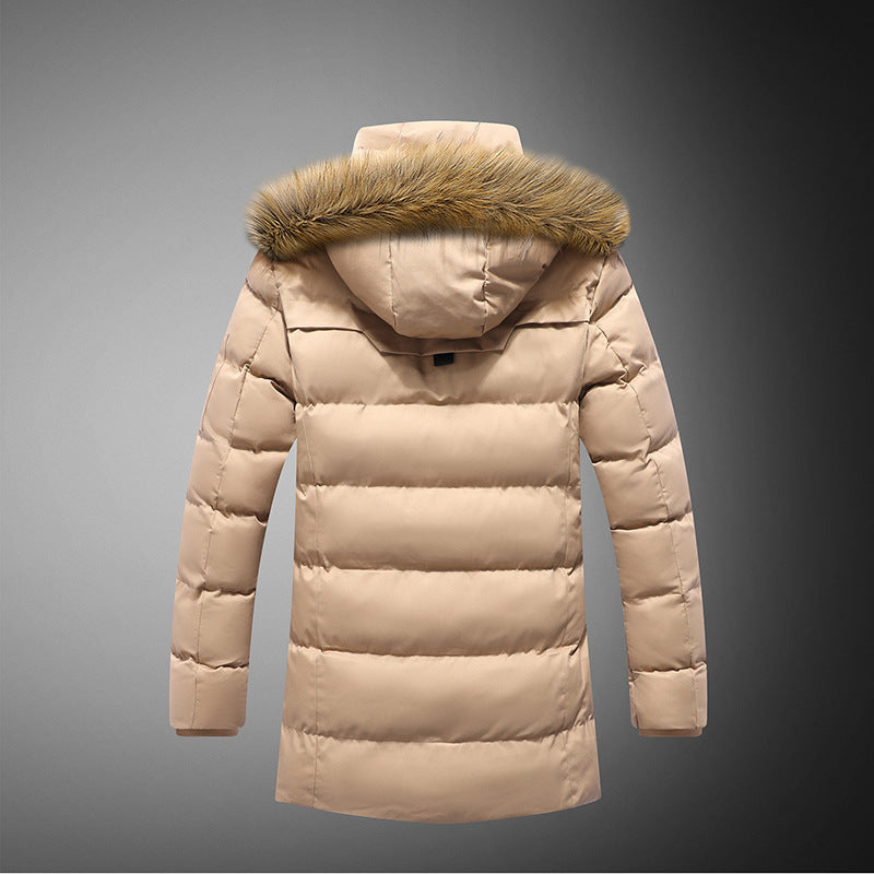 Herren gesteppte Winterjacke mit abnehmbarem Kunstfellkragen und praktischen Taschen R&B