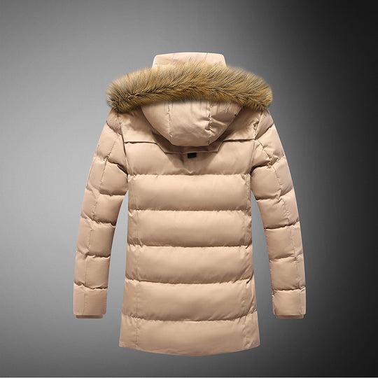 Herren gesteppte Winterjacke mit abnehmbarem Kunstfellkragen und praktischen Taschen R&B