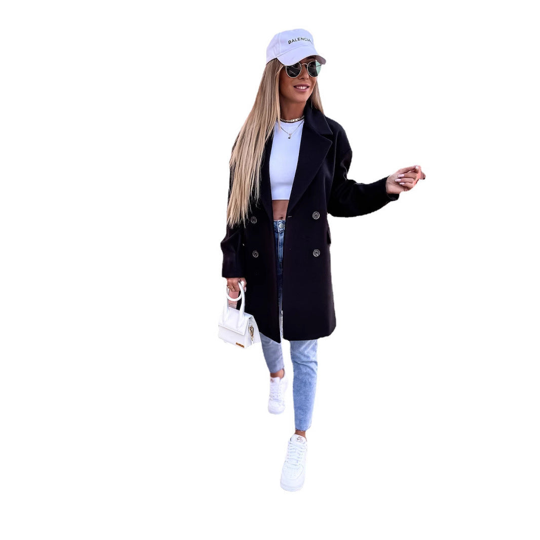 Damen eleganter und strukturierter Mantel im doppelten Design R&B