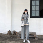 Damen gestreiftes Sweatshirt mit weitem Schnitt und lässigen Ärmeln