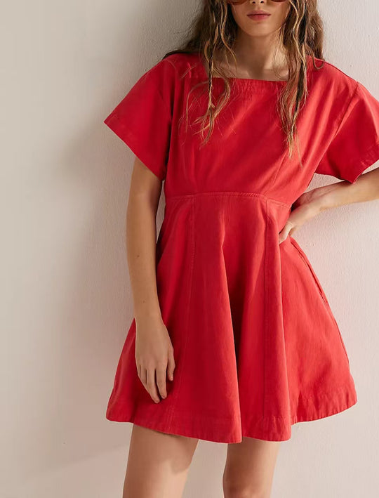R&B | Freizeitkleid mit quadratischem Ausschnitt und Knöpfen