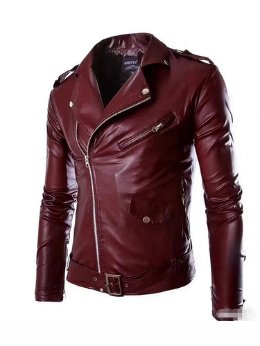 R&B | Herren Echtes Leder Bikerjacke mit Asymmetrischem Reißverschluss