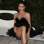 Damen Festliches Cocktailkleid mit Herz-Ausschnitt und voluminösem Rüschensaum R&B