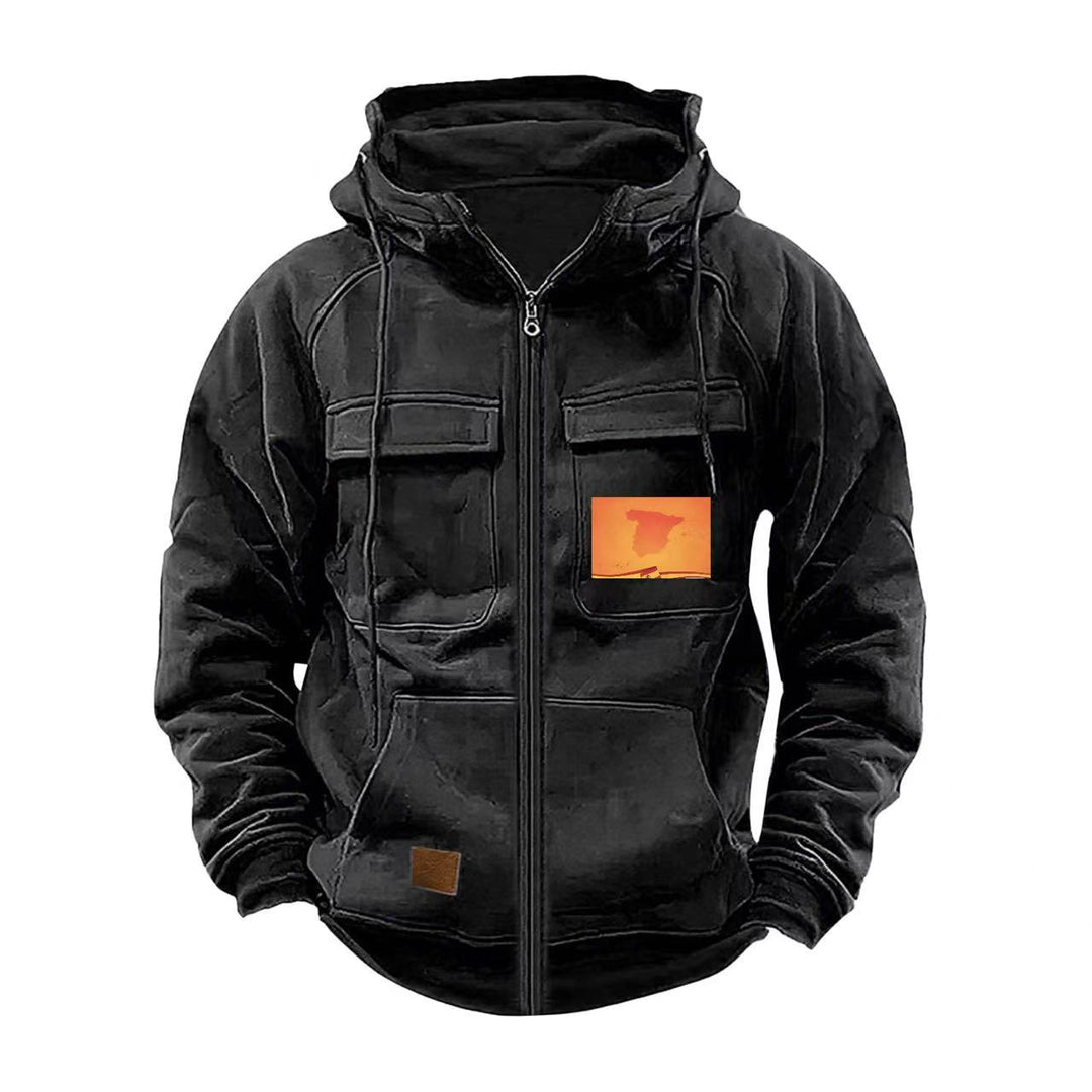 Herren multifunktionale Kapuzenjacke mit praktischen Taschen R&B