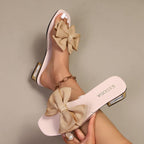 Damen elegante Slides mit zierlicher Schleifen-Applikation R&B