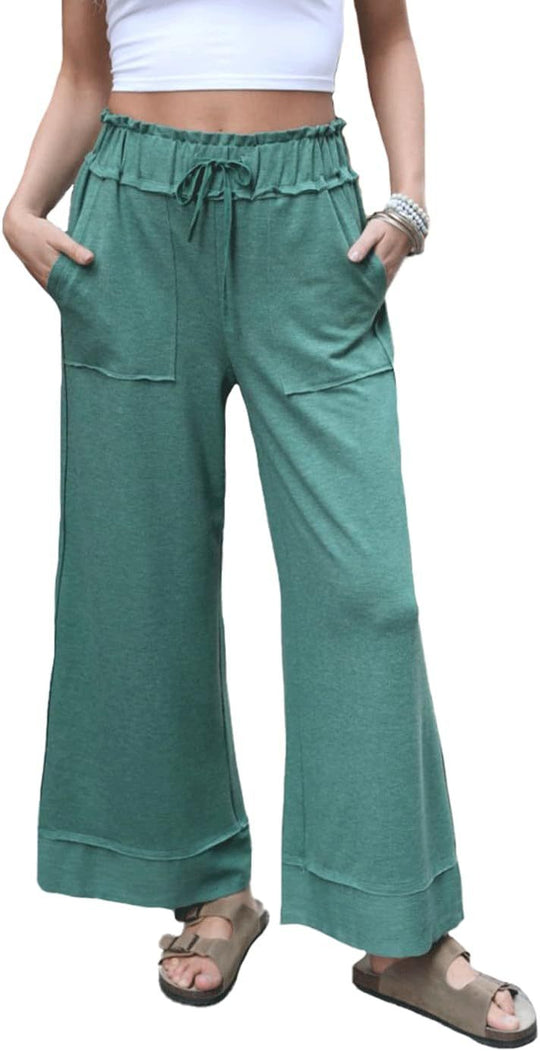 Damen Modische Palazzo-Hose mit elastischem Bund und praktischen Taschen R&B