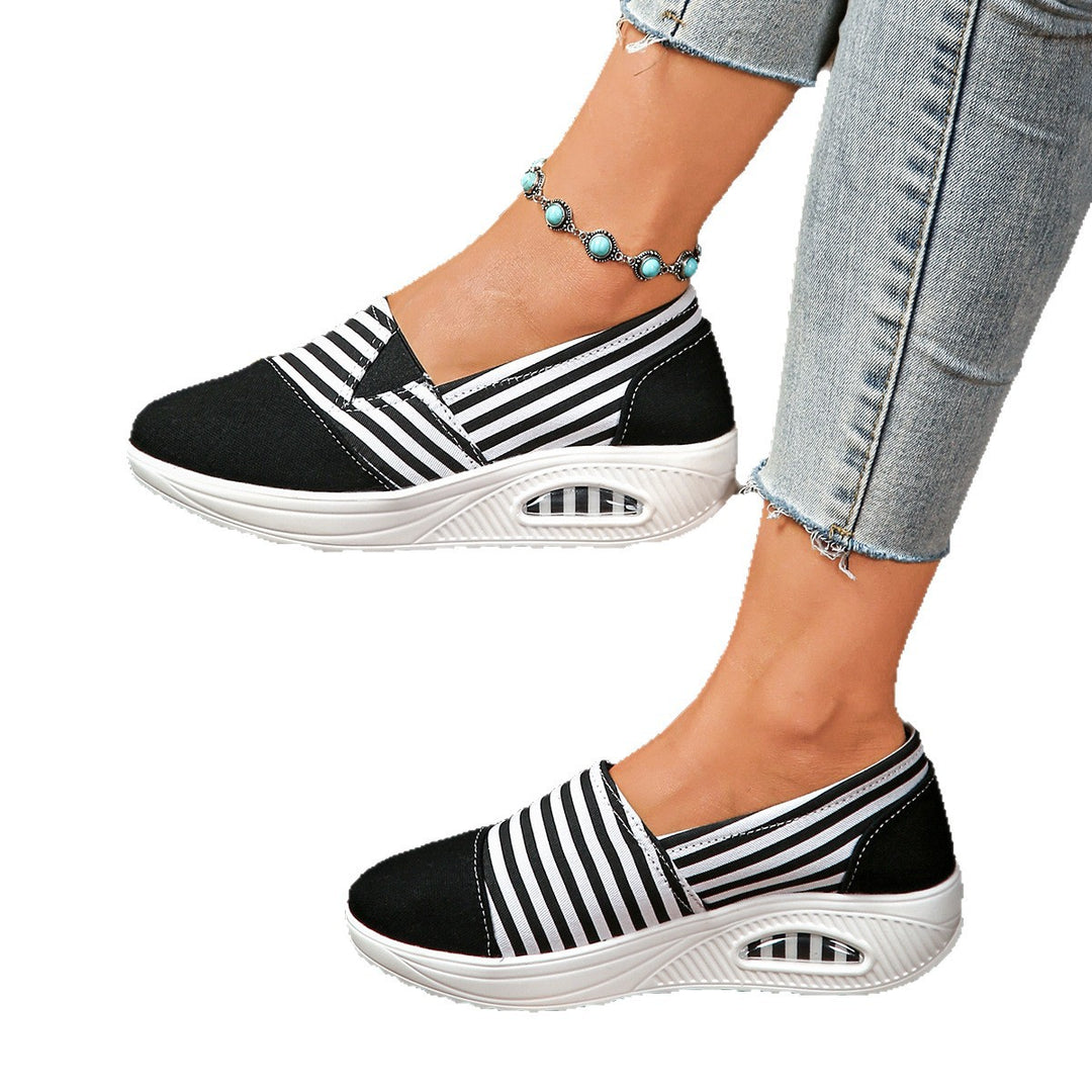 Damen Komfortable Freizeit-Sneaker mit modischem Streifenmuster R&B
