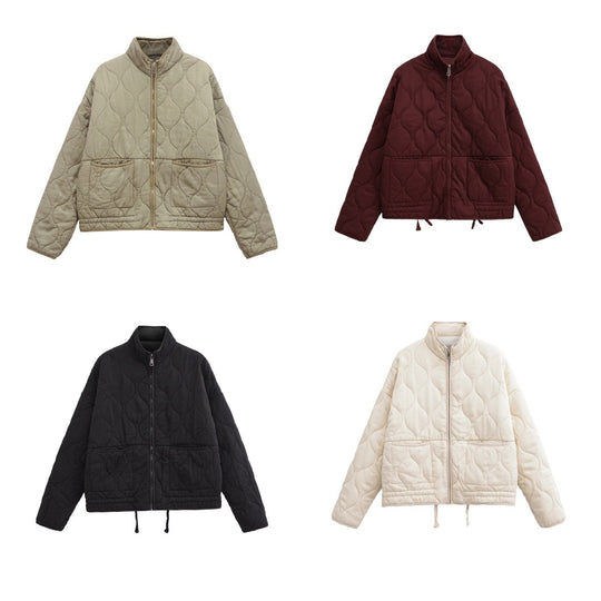 Damen gesteppte Übergangsjacke mit hohem Kragen und praktischen Taschen R&B