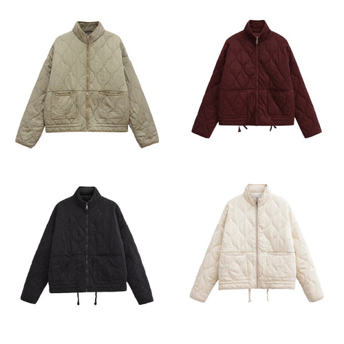 Damen gesteppte Übergangsjacke mit hohem Kragen und praktischen Taschen R&B