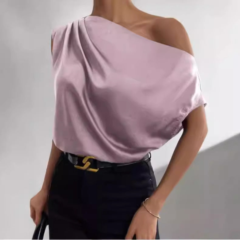 Damen Asymmetrisches Oberteil mit tiefem Ausschnitt und fließendem Stoff R&B