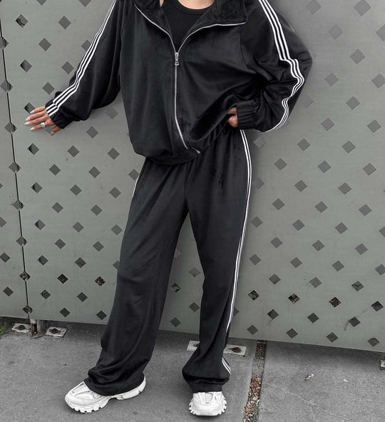 Damen sportliches und elegantes Trainingsanzug mit Reißverschluss R&B