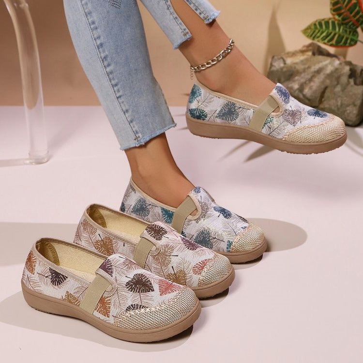 Damen Komfortable Slip-Ons mit floralem Muster R&B