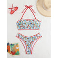Damen Bandeau-Bikini mit floralem Muster und doppeltem Bortenabschluss R&B