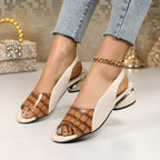 Damen Slingback-Sandaletten mit glamourösem Krokodilleder-Design und komfortablem Blockabsatz R&B