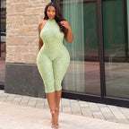 Damen Figurbetonter Jumpsuit mit Halterneck und raffinierter Textur R&B