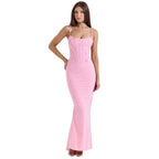 Damen Bodycon Maxikleid mit zarten Rüschendetails und verführerischem Rückenausschnitt R&B