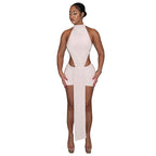 Damen Raffiniertes Minikleid mit eleganter Schlitz- und Wickeldesign R&B