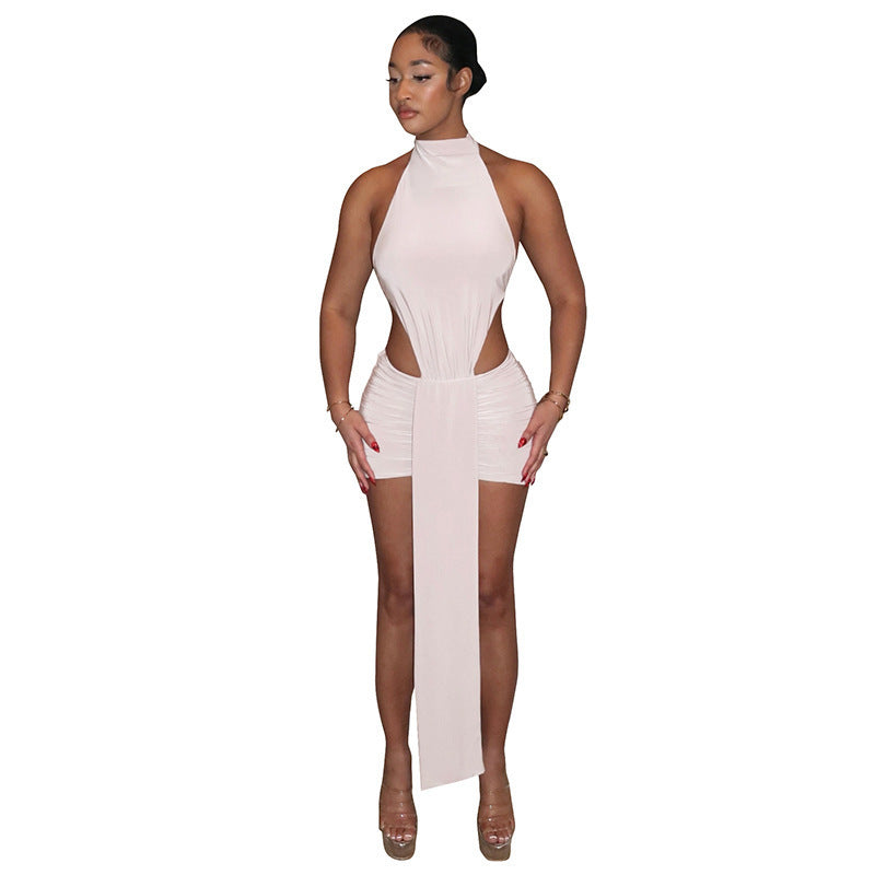 Damen Raffiniertes Minikleid mit eleganter Schlitz- und Wickeldesign R&B