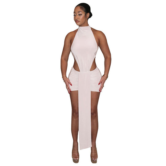 Damen Raffiniertes Minikleid mit eleganter Schlitz- und Wickeldesign R&B