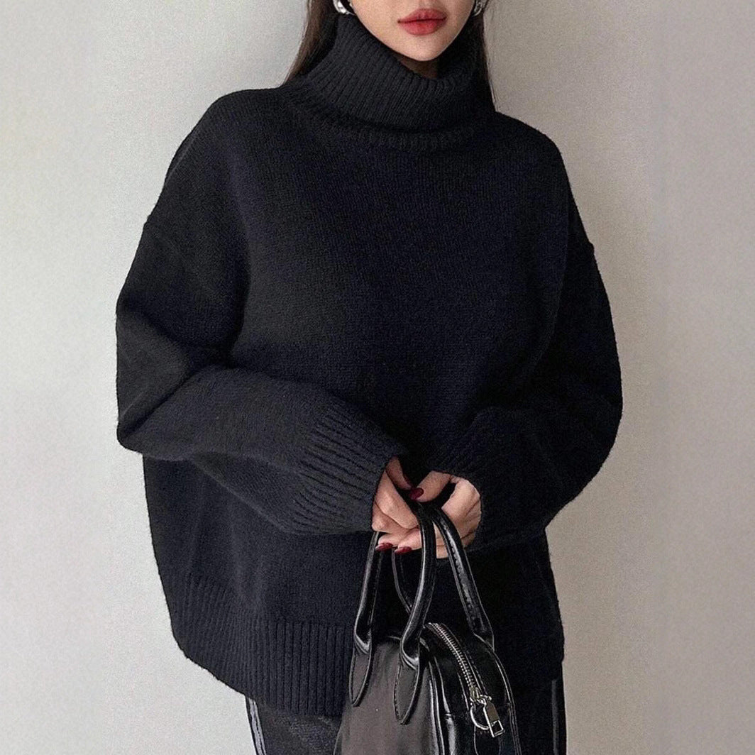 Damen oversized Rollkragenpullover aus weichem Material R&B
