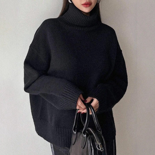 Damen oversized Rollkragenpullover aus weichem Material R&B