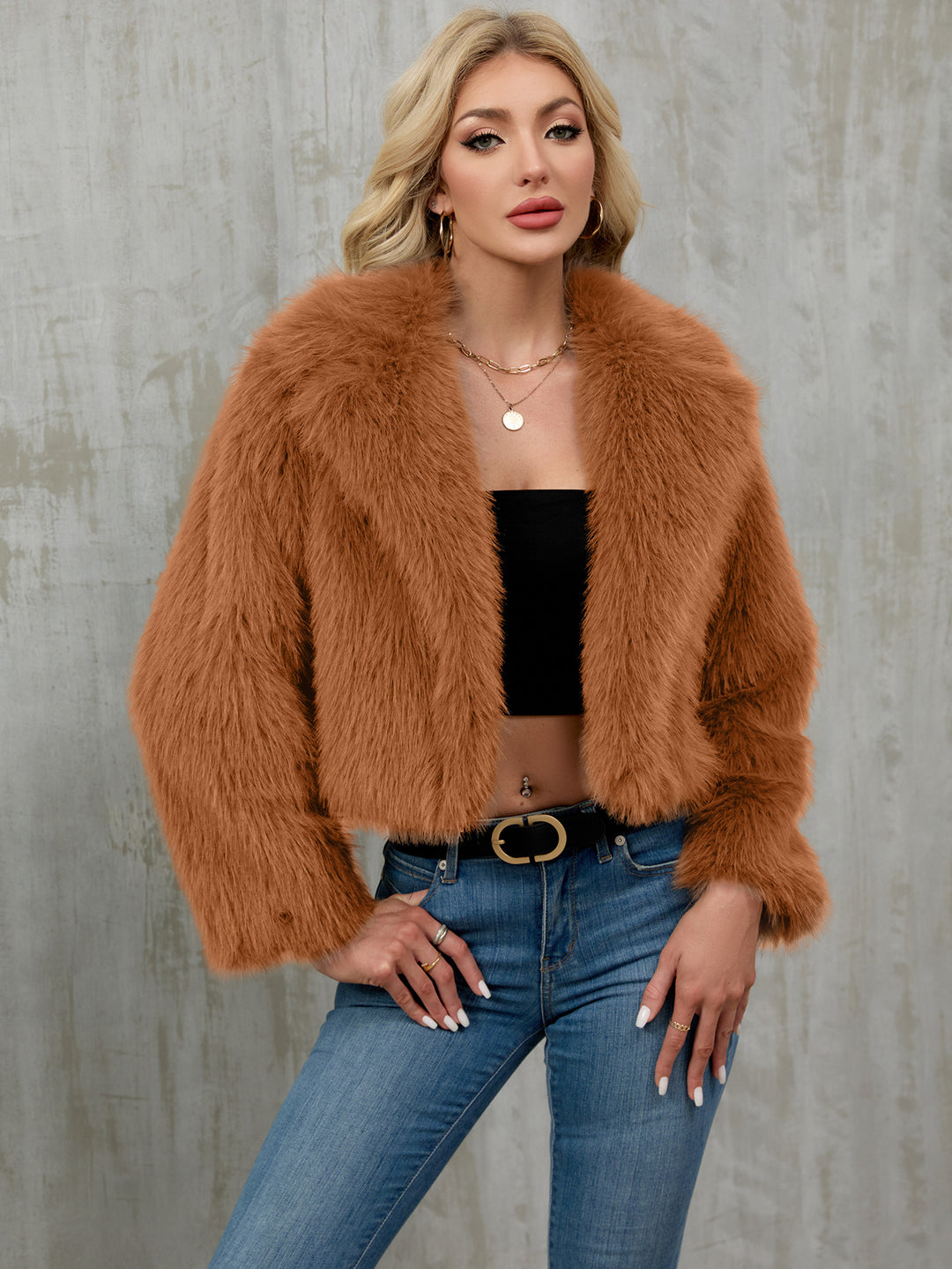 Damen Eleganter Kunstfellbolero R&B