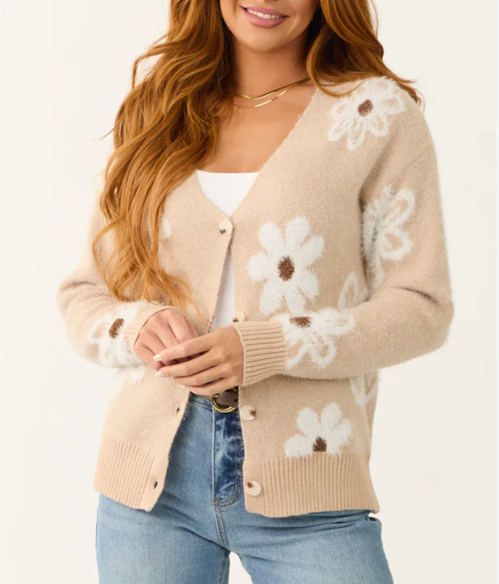 Damen Modischer Cardigan mit floralen Applikationen R&B