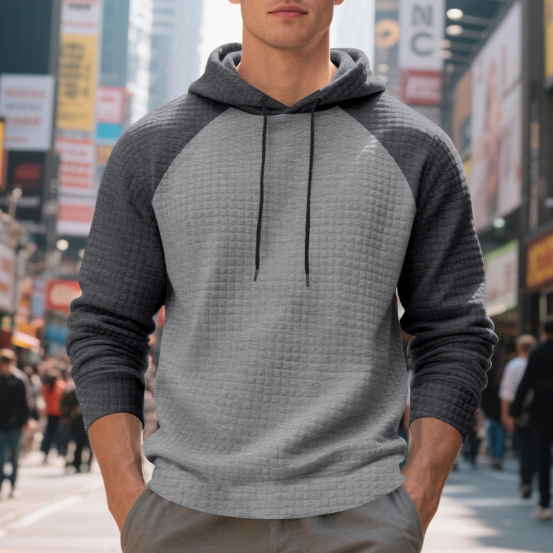 Herren nan gesteppter Kapuzenpullover mit Raglanärmeln und Kordelzug R&B