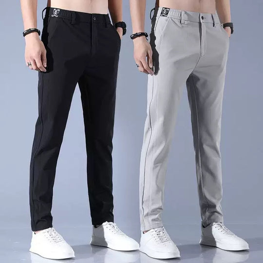Herren moderne sportliche Chino-Hose mit elastischem Bund und funktionalen Taschen R&B