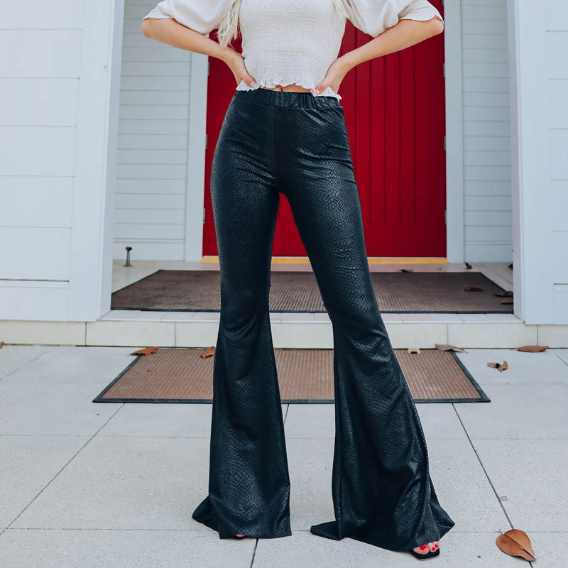 Damen Elegante Schlaghose im Schlangenleder-Look R&B