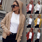 Damen Grobstrickjacke mit Kapuze und aufwendigem Zopfmuster R&B