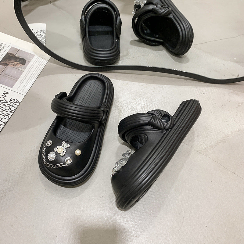 Damen Sandalen mit funkelnden Dekoren und praktischem Riemenverschluss EB