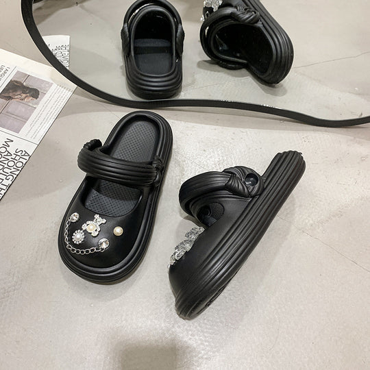 Damen Sandalen mit funkelnden Dekoren und praktischem Riemenverschluss R&B