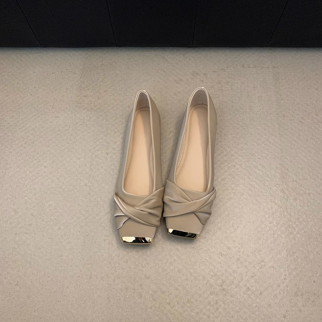 Damen Ballerinas mit eleganter Drapierung und glänzender Schuhspitze R&B