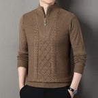 Herren Strickpullover mit hochabschließendem Kragen und durchgehendem Reißverschluss