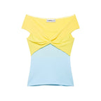 Damen Off-Shoulder Oberteil mit Knoten-Detail und Farbverlauf R&B