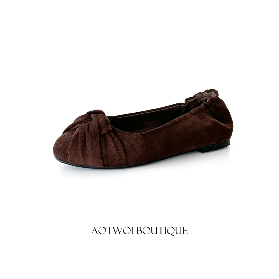 Damen Ballerinas mit elegantem Schleifenakzent und weichem Veloursleder R&B