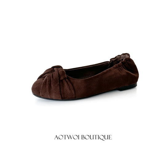 Damen Ballerinas mit elegantem Schleifenakzent und weichem Veloursleder R&B