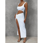 Damen Cut-Out Maxikleid mit seitlichem Schlitz und hochwertigem Material R&B
