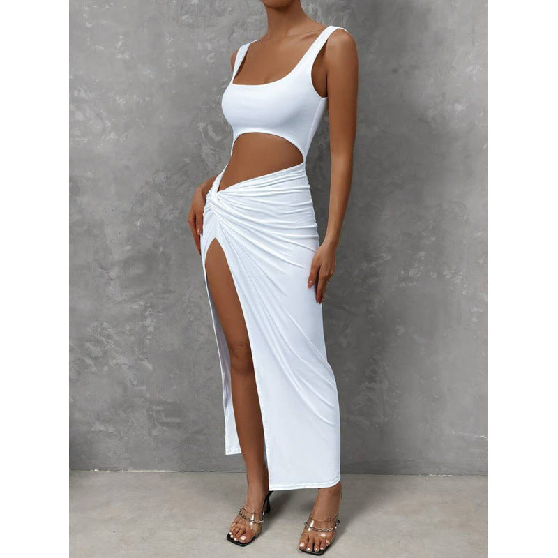 Damen Cut-Out Maxikleid mit seitlichem Schlitz und hochwertigem Material R&B