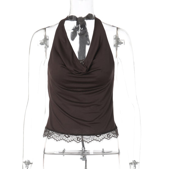 Damen Haltertop mit eleganter Spitzenkante R&B