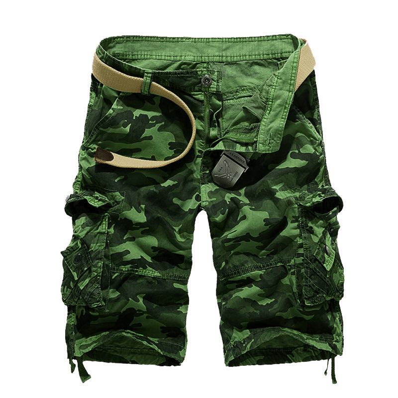 Herren Camo Cargo-Shorts mit mehreren Taschen und verstellbarem Bund R&B