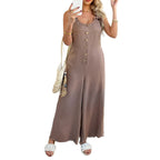 Damen Midi-Kleid mit Knopfverschluss und verspielten Schulterdetails R&B