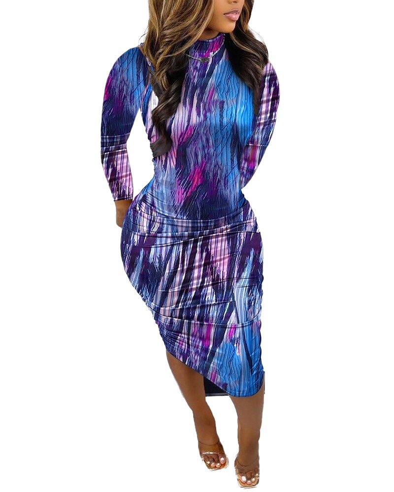 Damen Körperbetontes Kunstwerk Kleid R&B