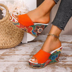 Damen Wedge-Pantoletten mit floralem Design R&B