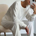 Damen nan Cropped-Sweater-Set mit V-Nahtdetail und hoher Taille Jogginghose R&B
