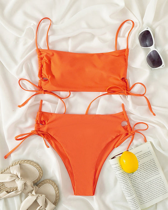 Damen Bandeau-Bikini mit raffinierten Bindebändern R&B