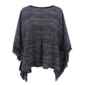 Damen kuscheliger Poncho mit fransigen Details