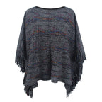 Damen kuscheliger Poncho mit fransigen Details