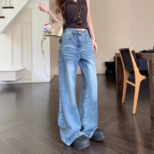 Damen Weitgeschnittene Denim-Hose mit modischem Vintage-Design R&B
